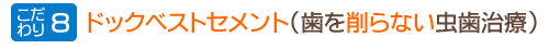 こだわり8:ドックスベストセメント(歯を削らない虫歯治療)
